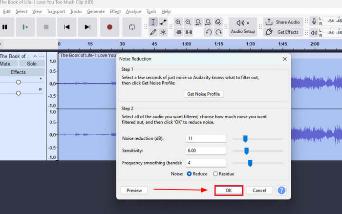 Окно Noise Reduction в Audacity