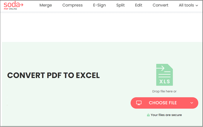 Soda PDF Online: инструмент Convert PDF to Excel
