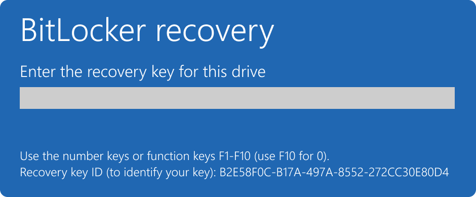 Экран BitLocker Recovery для ввода 48-значного ключа