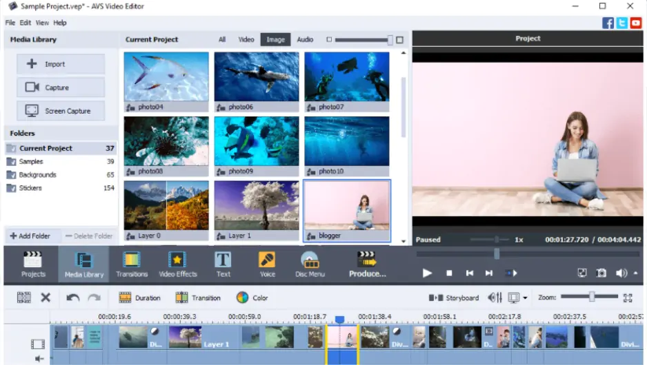 AVS Video Editor с таймлайном