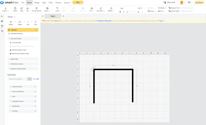 Интерфейс SmartDraw для плана гаража