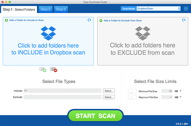 Dropbox Scan Mode в Easy Duplicate Finder