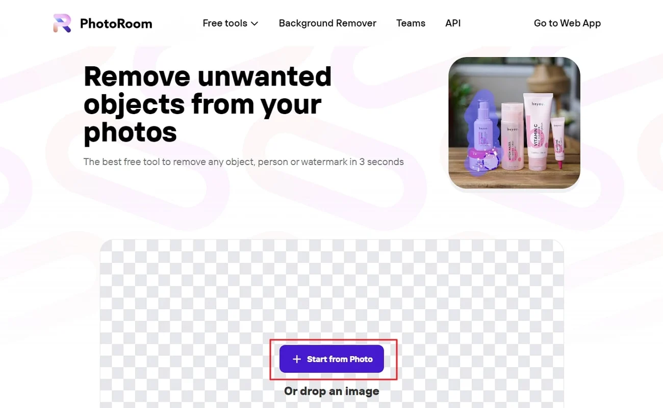 Рабочая область Photoroom Retouch