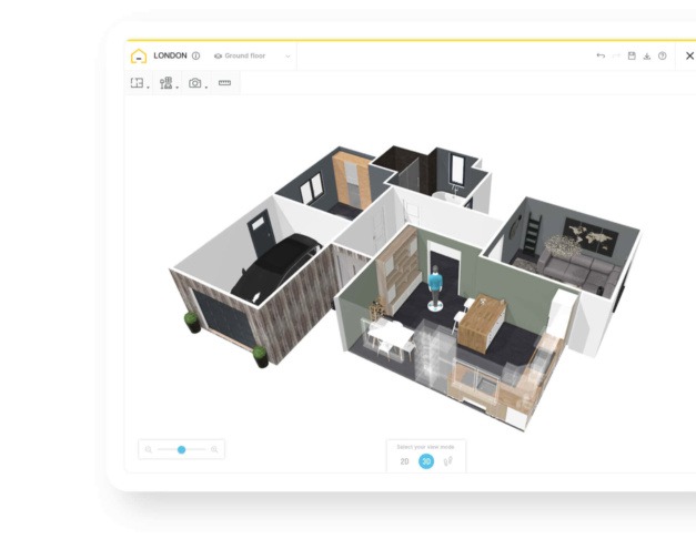 3D-план помещения в интерфейсе HomeByMe