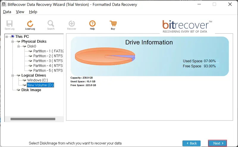 Сведения о разделе в блоке Drive Information