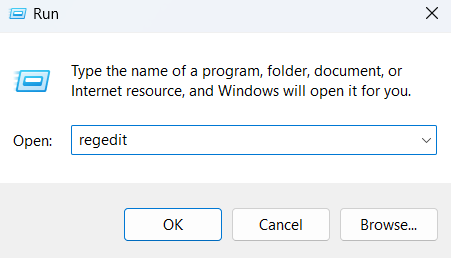 Запуск редактора реестра Windows 11 командой regedit