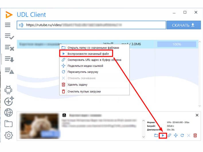 Воспроизведение результата в UDL Client