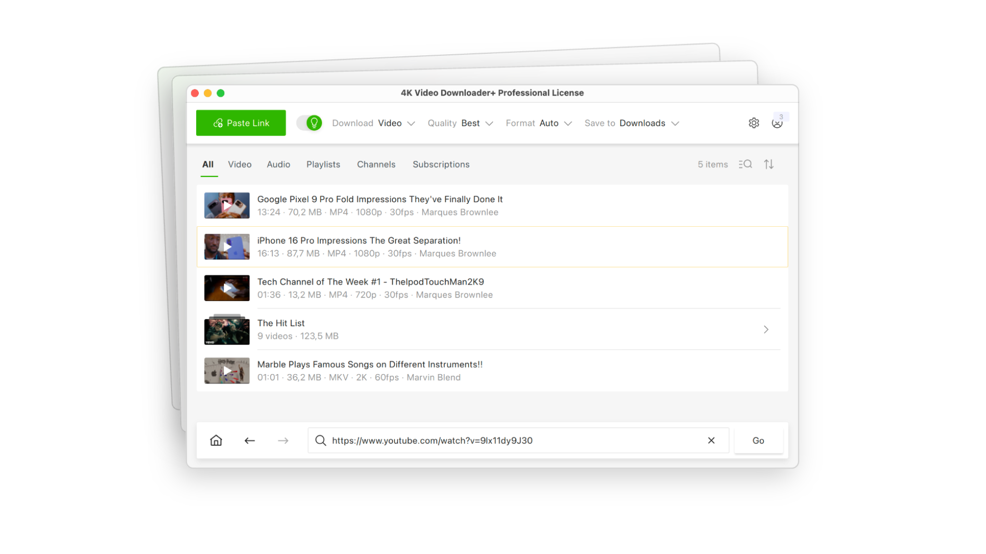 Интерфейс 4K Video Downloader Plus с кнопкой Paste Link