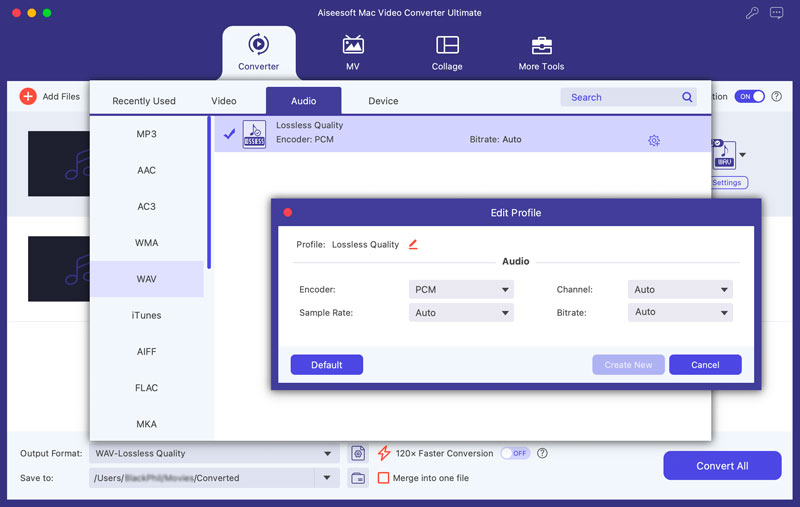 Aiseesoft Video Converter Ultimate: профиль WAV