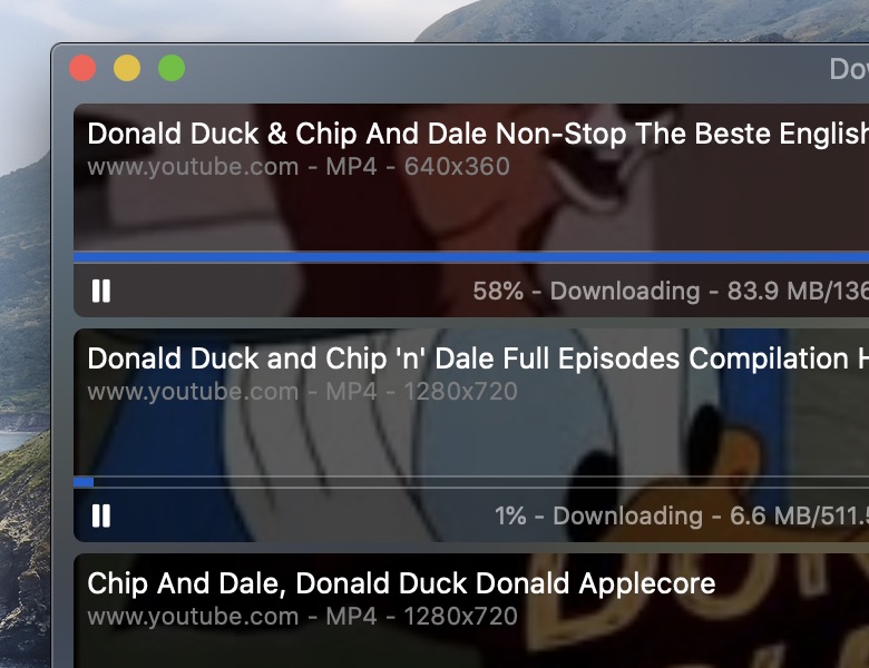 Интерфейс Downie на macOS