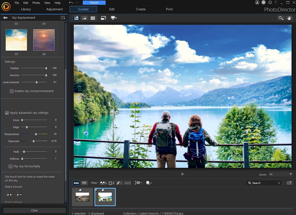 Настройки Sky Replacement в PhotoDirector