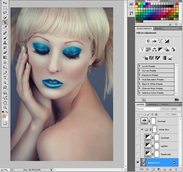 Слои для осветления кожи в Adobe Photoshop