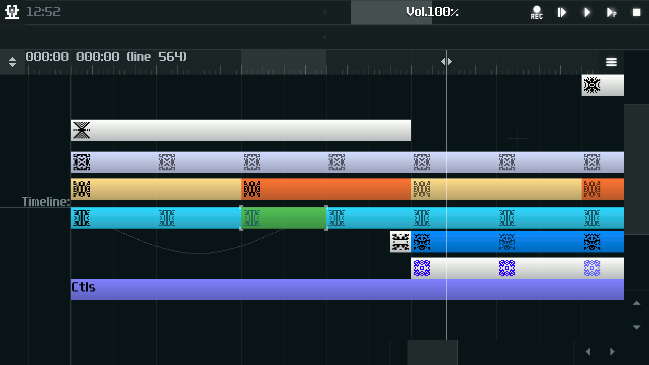 SunVox: Timeline Editor с размещением паттернов
