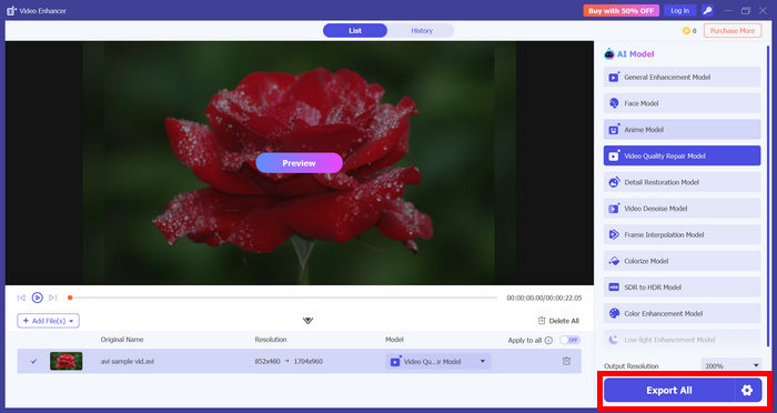 Предпросмотр и экспорт в FVC Video Converter Ultimate