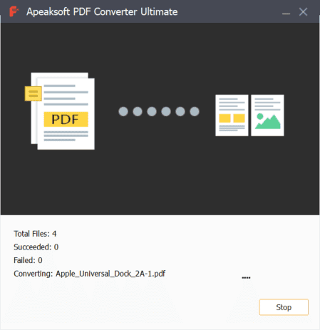 Запуск конвертации в Apeaksoft PDF Converter Ultimate