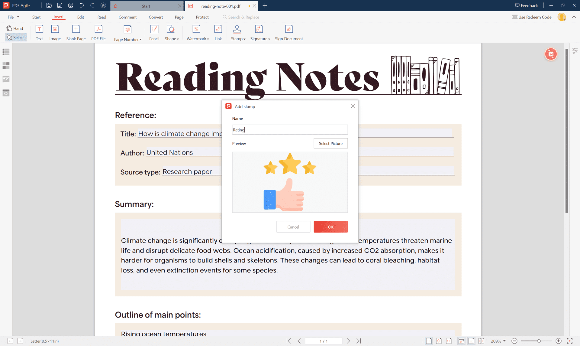 Окно добавления изображения для пользовательского штампа PDF Agile