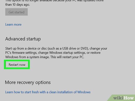 Переход в среду восстановления Windows 10 через перезагрузку