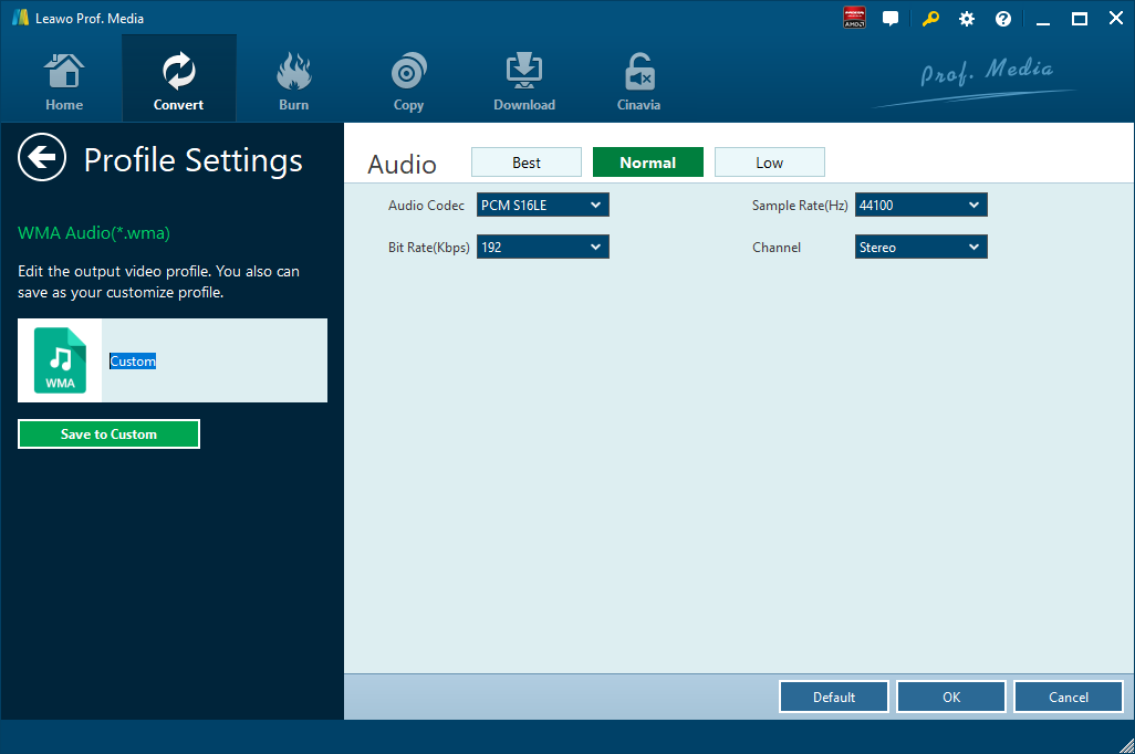 Leawo Video Converter: параметры аудио