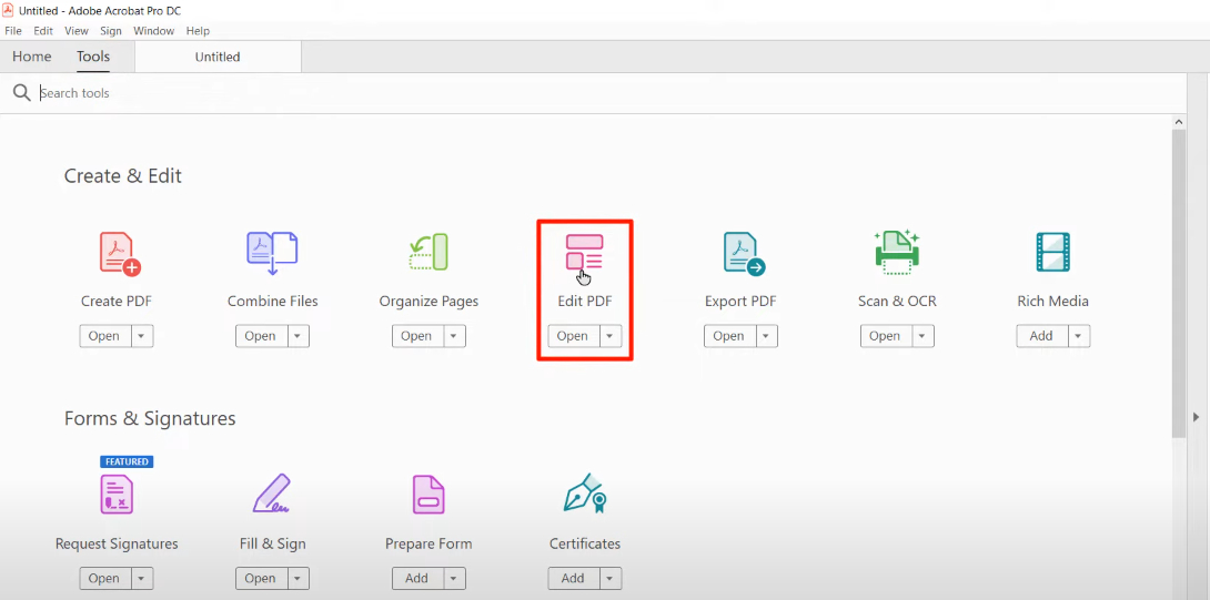 Режим редактирования текста в Adobe Acrobat
