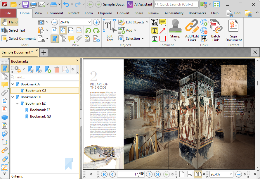 Панель Bookmarks в PDF-XChange Editor