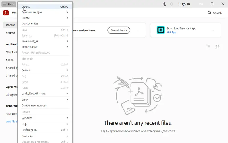 Открытие PDF в Adobe Acrobat Reader