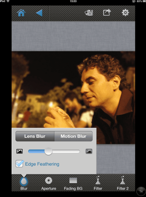 Экран Blur в AfterFocus с Lens Blur, Motion Blur, ползунком интенсивности и Edge Feathering