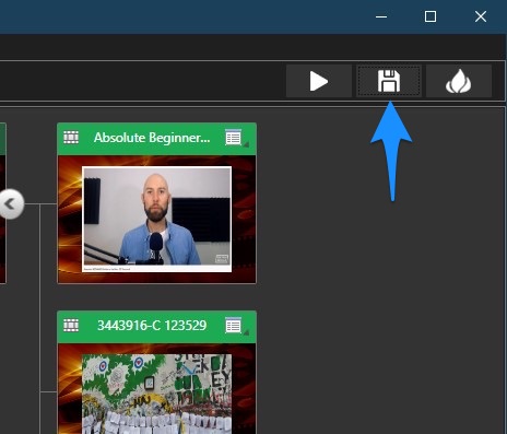 Сохранение проекта Roxio MyDVD в ISO через значок между Preview и Burn