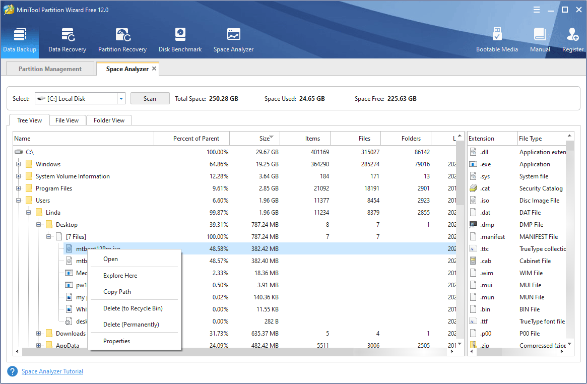 Tree View в MiniTool Space Analyzer