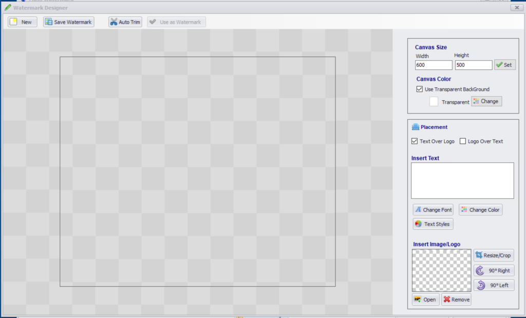 Окно Watermark Designer в Mass Watermark