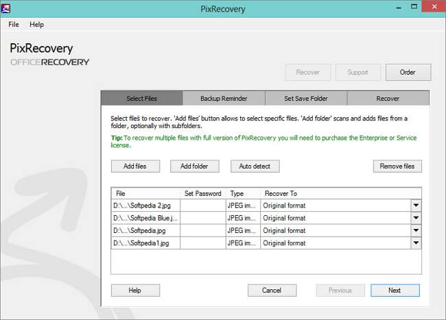 Интерфейс PixRecovery