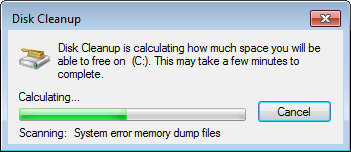 Расчёт освобождаемого места в Disk Cleanup
