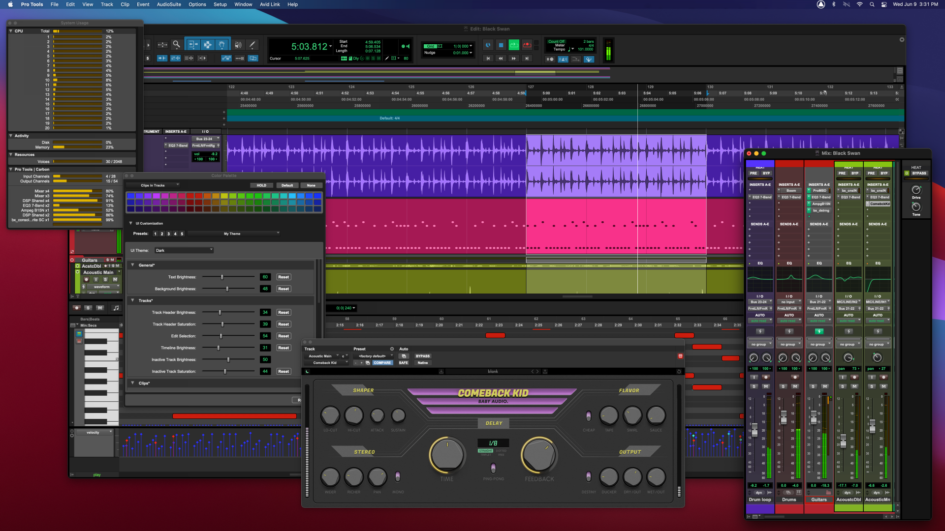 Интерфейс Avid Pro Tools с дорожками