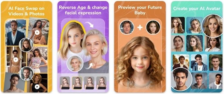 Экраны FacePlay с выбором фото и предпросмотром результата