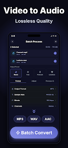 Пакетная конвертация аудио в Video to MP3 & Audio Converter на Android
