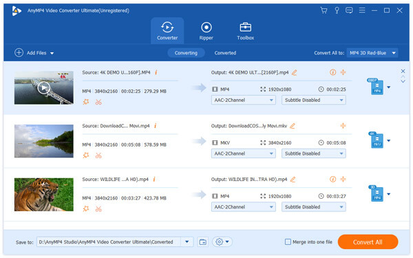 Главное окно AnyMP4 Video Converter Ultimate