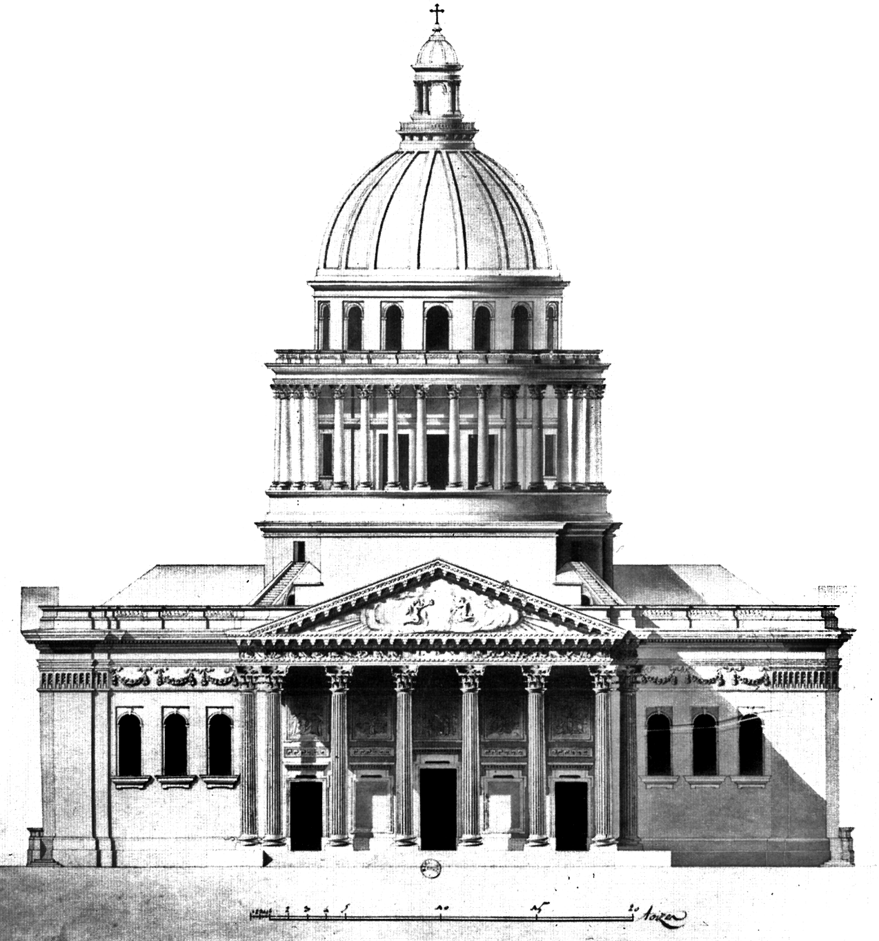 Архитектурный фасад: фронтальная ортогональная проекция