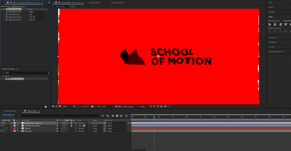 Применение Displacement Map в Adobe After Effects