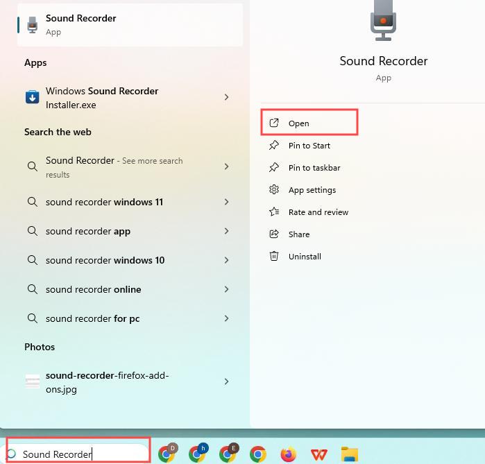 Поиск и запуск Sound Recorder в Windows