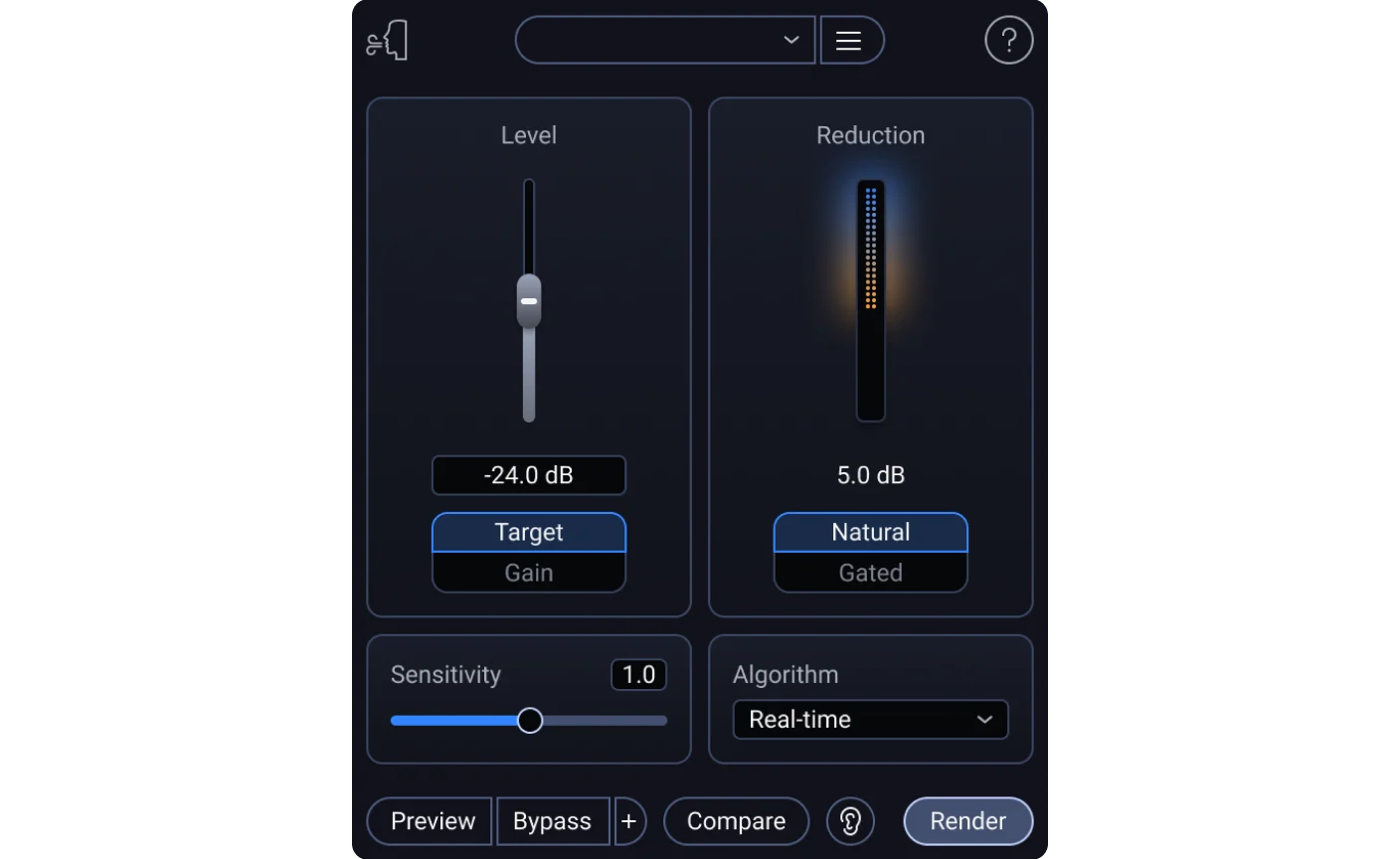 Интерфейс Breath Control в iZotope RX для управления громкостью дыхания