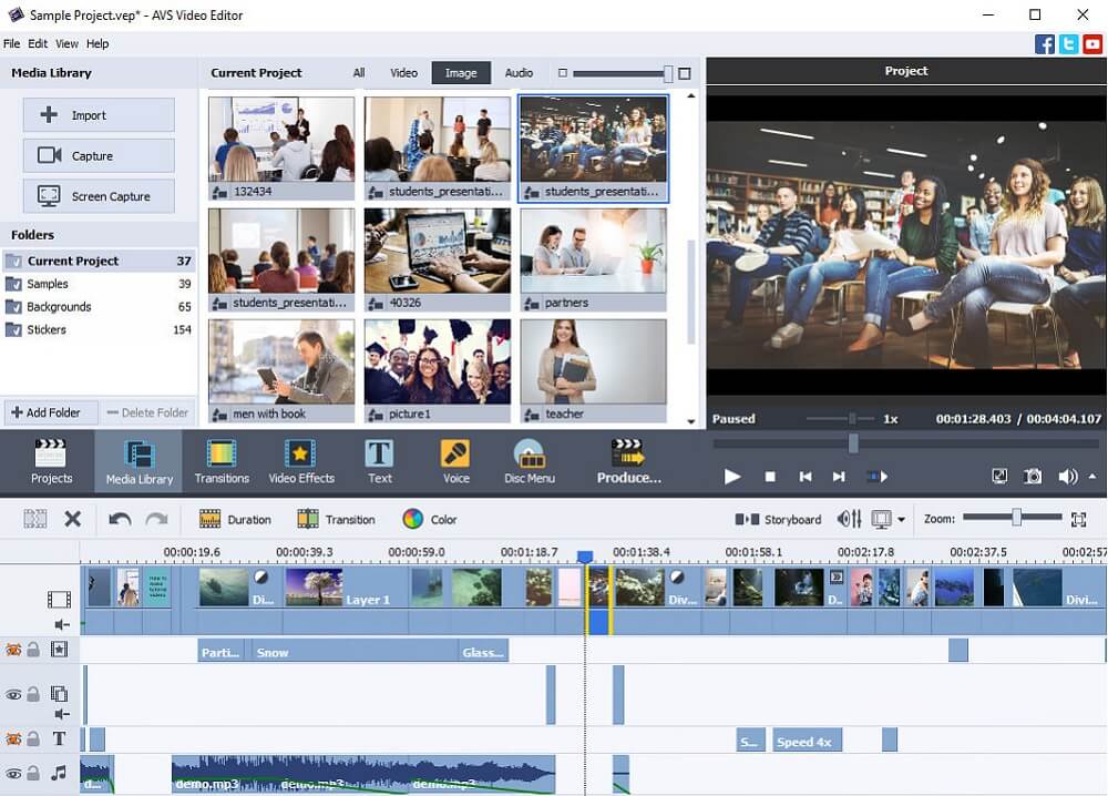Интерфейс AVS Video Editor