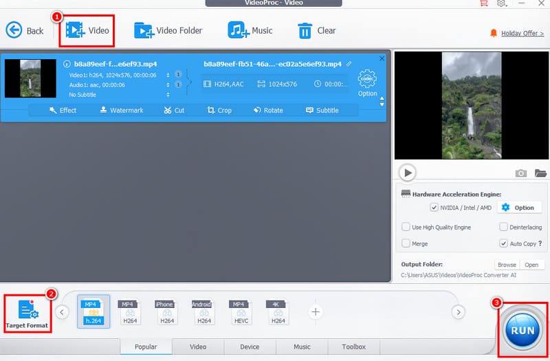 Интерфейс VideoProc Converter AI