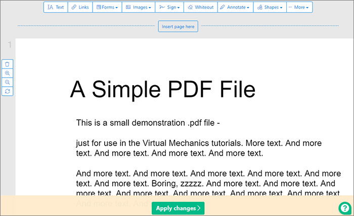 Применение изменений в Sejda PDF Editor