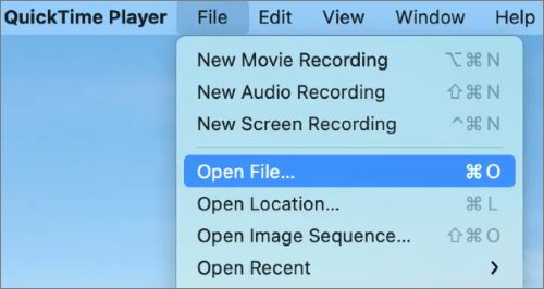 Открытый ролик в QuickTime Player