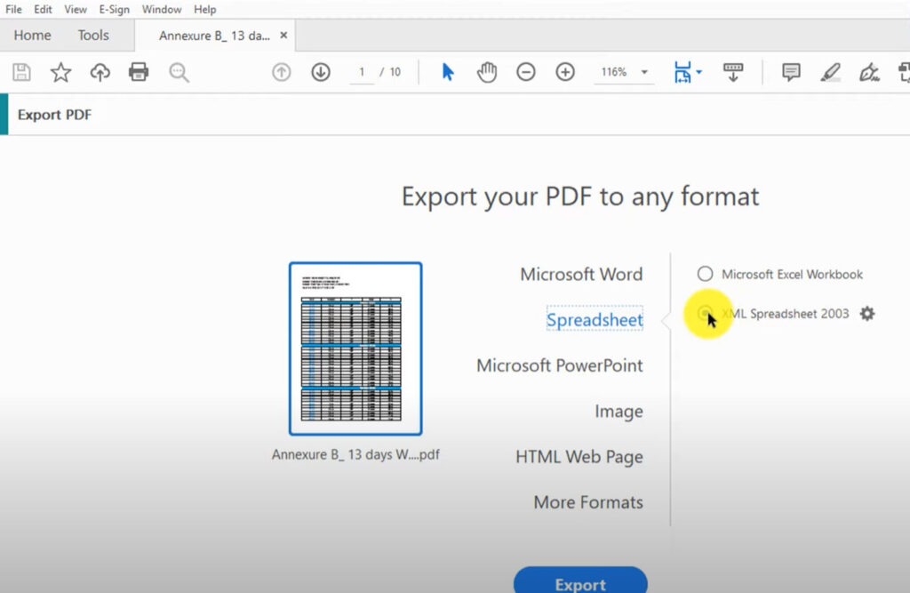 Экспорт результата из Adobe Acrobat