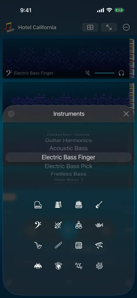 Выбор инструмента для дорожки в MIDI Opener
