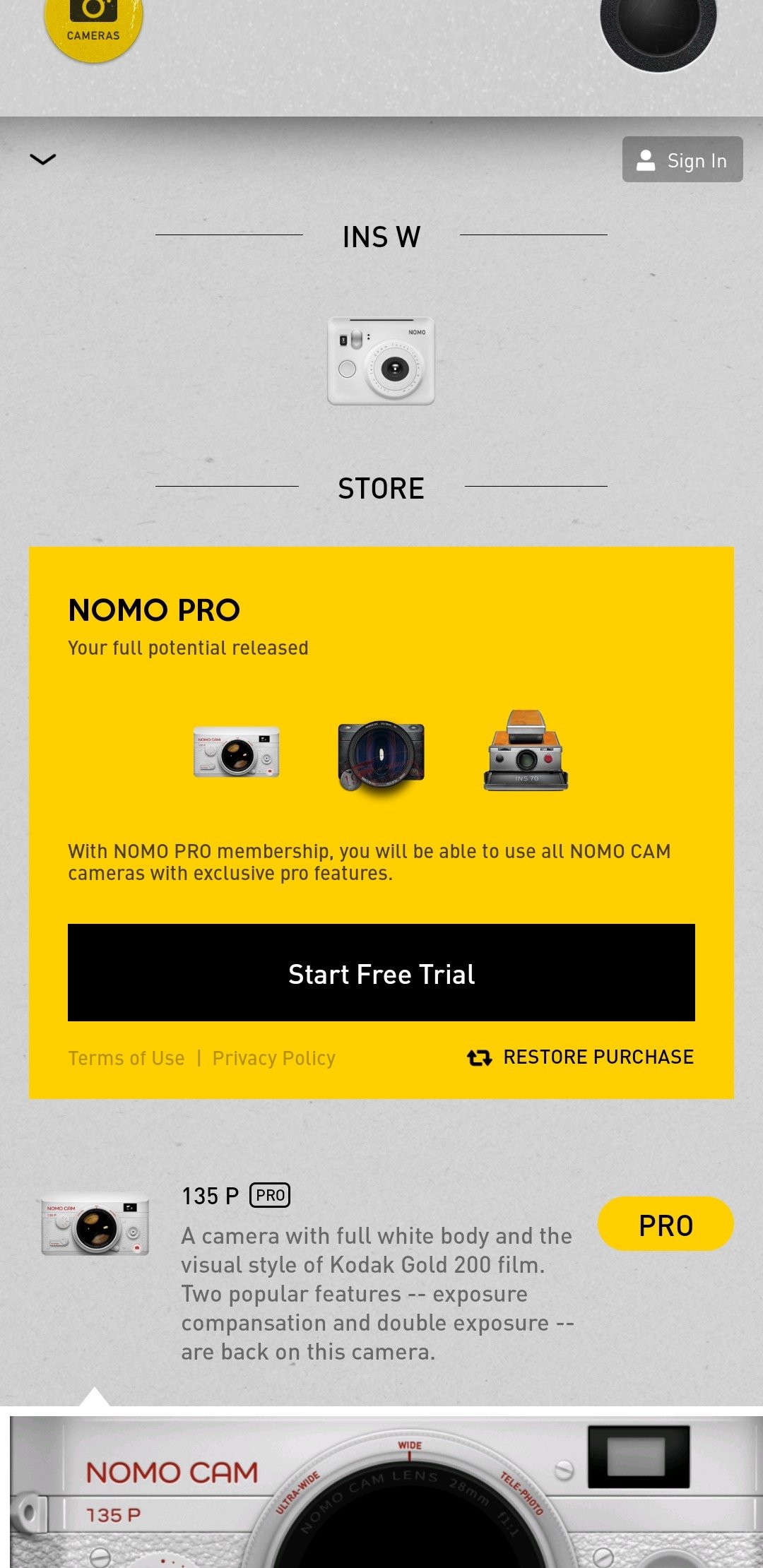 Экран выбора камер и блок NOMO PRO внутри NOMO CAM