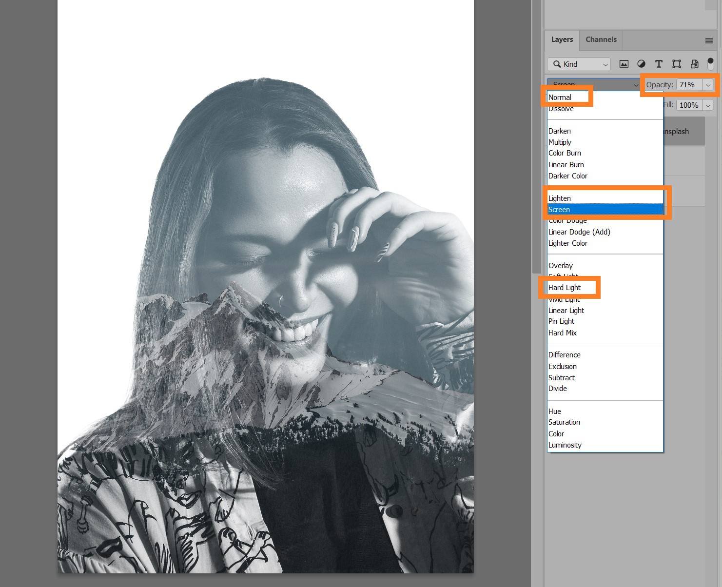 Photoshop: итоговый этап эффекта из исходной инструкции