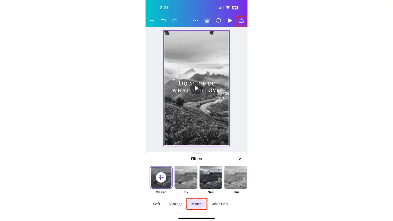 Экспорт видео из Canva