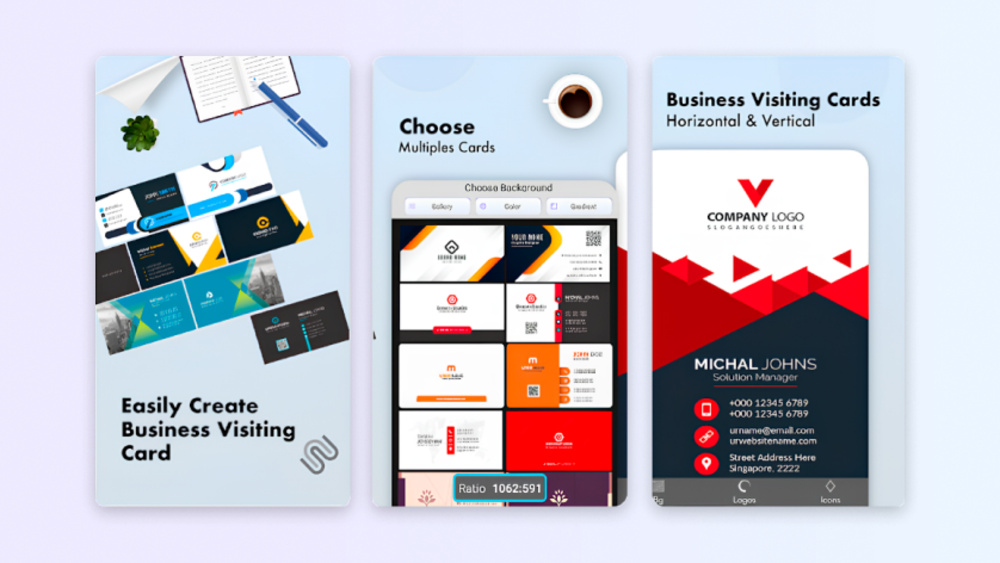 Интерфейс приложения Business and Visiting Card Maker на Android