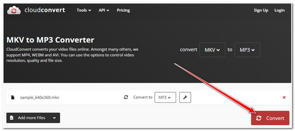 CloudConvert: конвертация в MP3